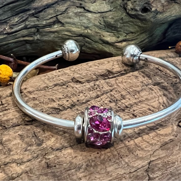 New Chamilia Swarovski Crystals Charm Bead Mosaic Pink Sterling Silver - Picture 4 of 9